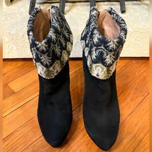 Missoni Black Ankle Boots with Patterned Cuff